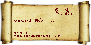 Keppich Márta névjegykártya